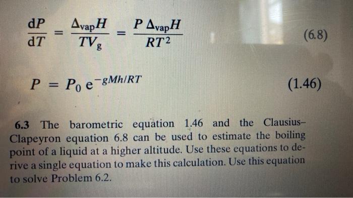 Solved Dp Dt Avaph Tvg P Avaph Rt2 6 8 P Po E Gmh Rt Chegg Com
