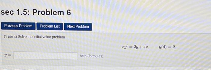 Solved sec 1.5: Problem 6 Previous Problem Problem List Next | Chegg.com