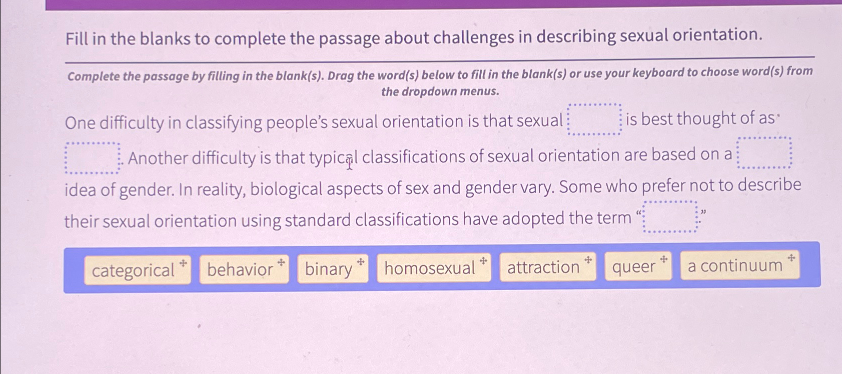 Solved Fill in the blanks to complete the passage about Chegg