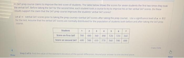 Solved An Sat Prep Course Claims To Improve The Test Score