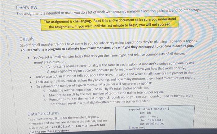 Solved Overview This assignment is intended to make you do a | Chegg.com