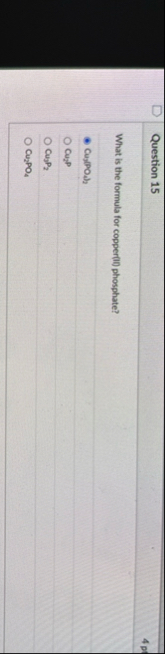 Solved Question 15What is the formula for copper(11) | Chegg.com