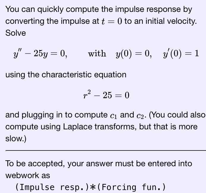 Solved You Can Quickly Compute The Impulse Response By | Chegg.com