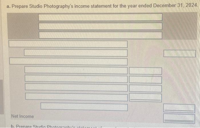 Solved Data table a. Prepare Studio Photography's income | Chegg.com