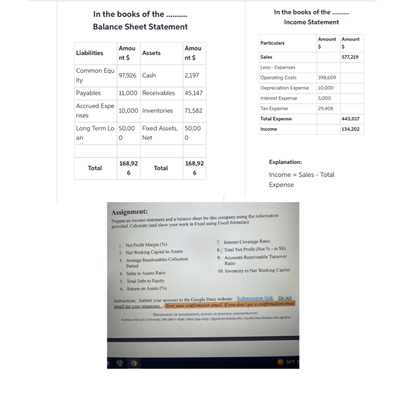Solved Answer questions 1-10 ﻿using balance sheet and income | Chegg.com