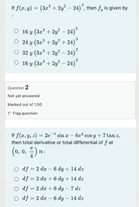 Solved If F X Y 3x3 2y2−24 4 Then Fy Is Given By