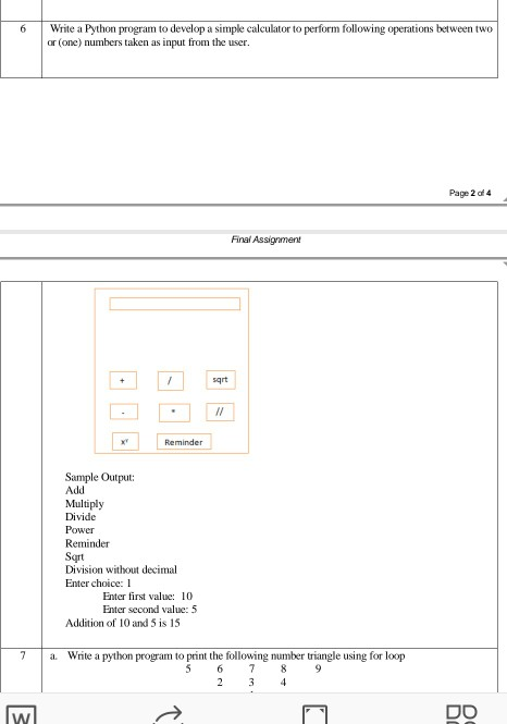 Solved Write a Python program to develop a simple calculator | Chegg.com