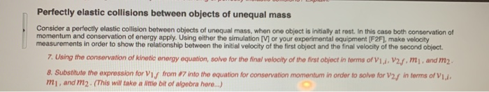 Solved Perfectly elastic collisions between objects of | Chegg.com