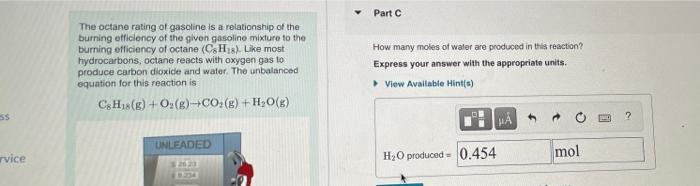 Solved The Octane Rating Of Gasoline Is A Relationship Of 