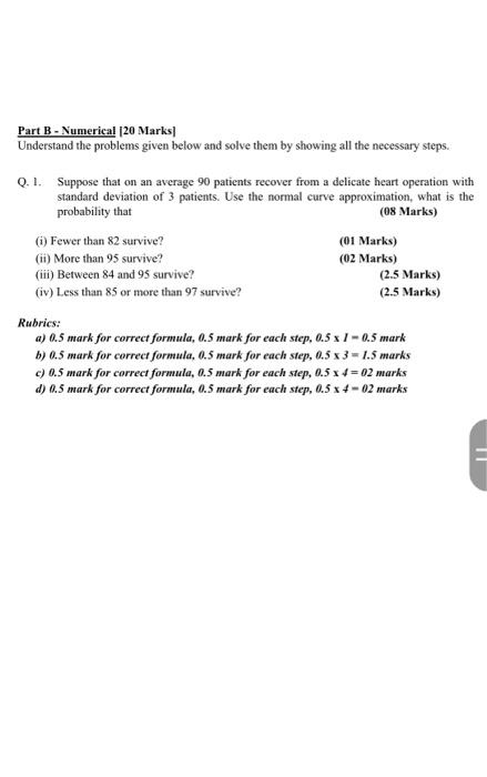 Solved Part B - Numerical 20 Marks Understand the problems | Chegg.com