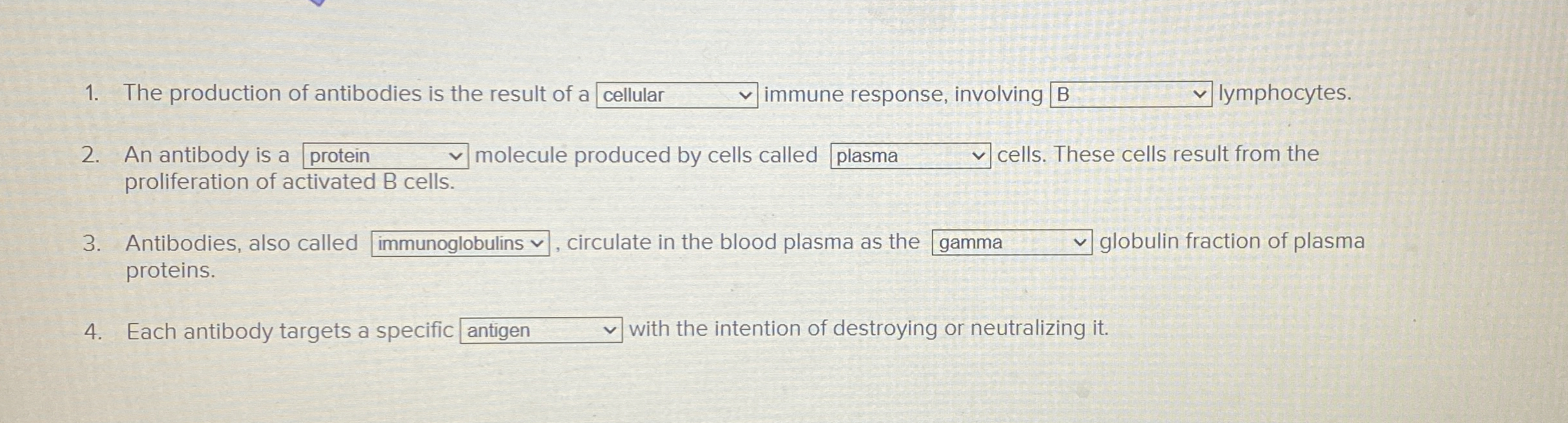 Solved The production of antibodies is the result of a