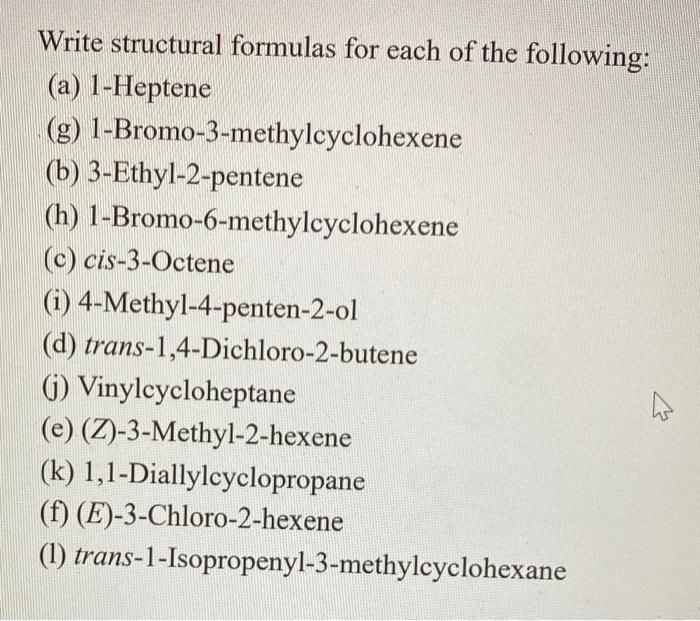 Solved Write structural formulas for each of the following: | Chegg.com