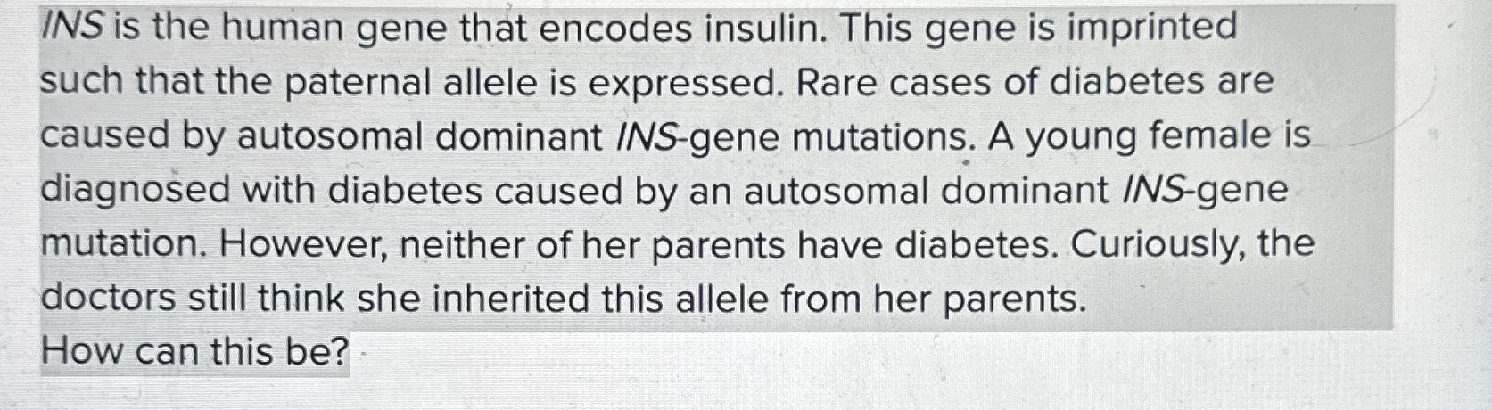 Solved INS is the human gene that encodes insulin. This gene | Chegg.com