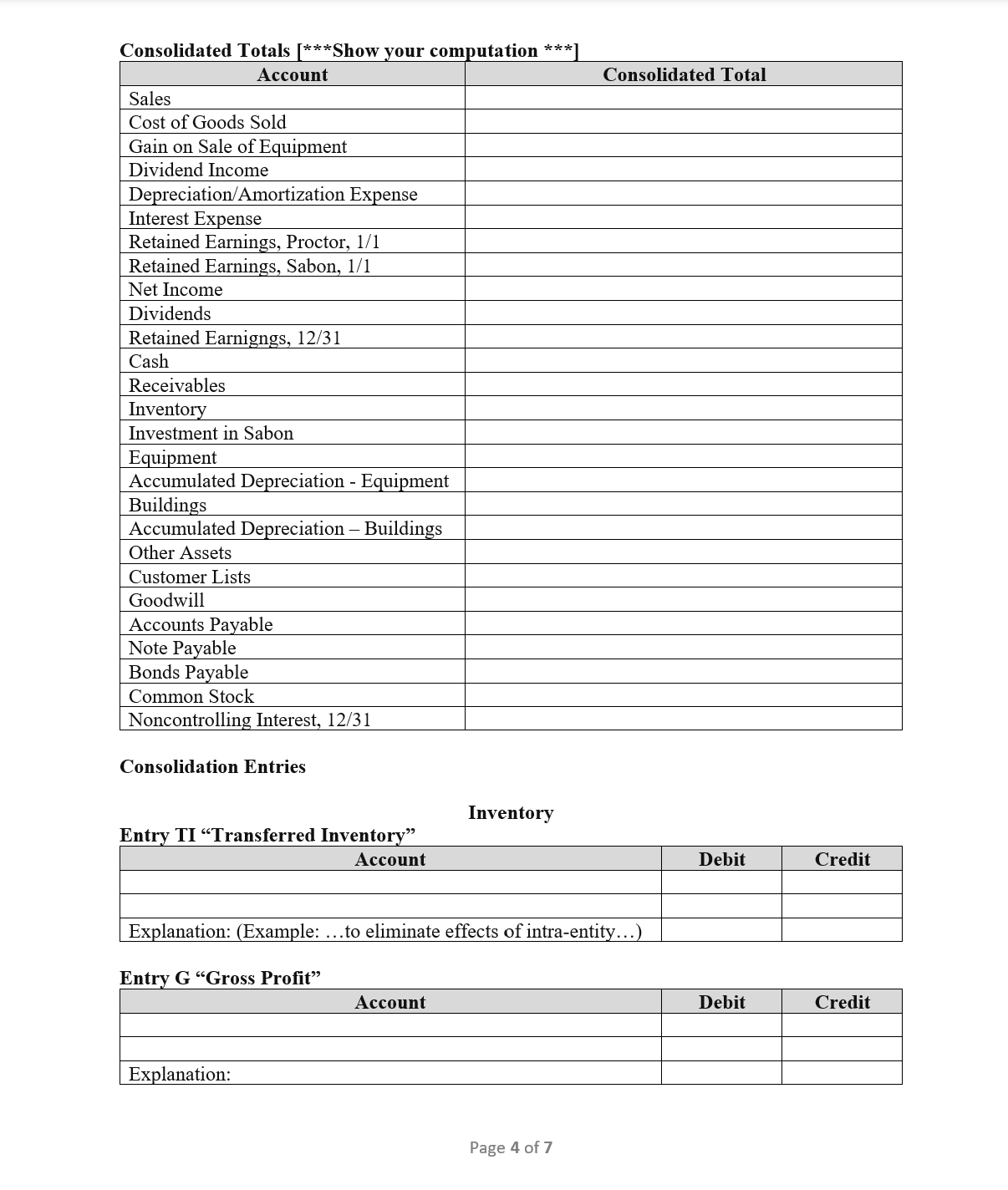 Complete the Consolidated 2023 ﻿Worksheetusing Excel | Chegg.com