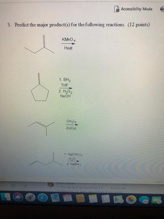 Solved CH3COOOH CH2Cl2 2. Predict the major product for | Chegg.com