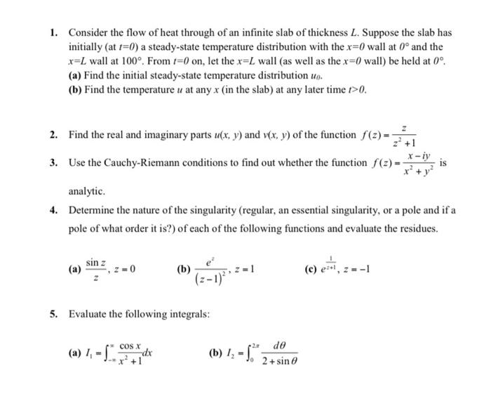 Solved 1. Consider the flow of heat through of an infinite | Chegg.com