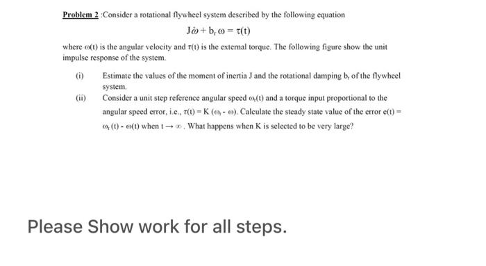 Solved Problem 2:Consider a rotational flywheel system | Chegg.com