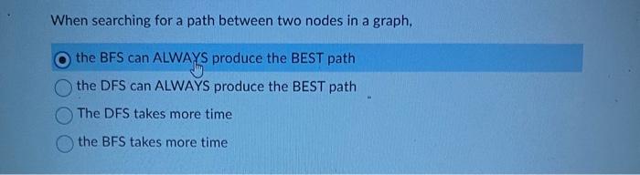 Solved When searching for a path between two nodes in a | Chegg.com