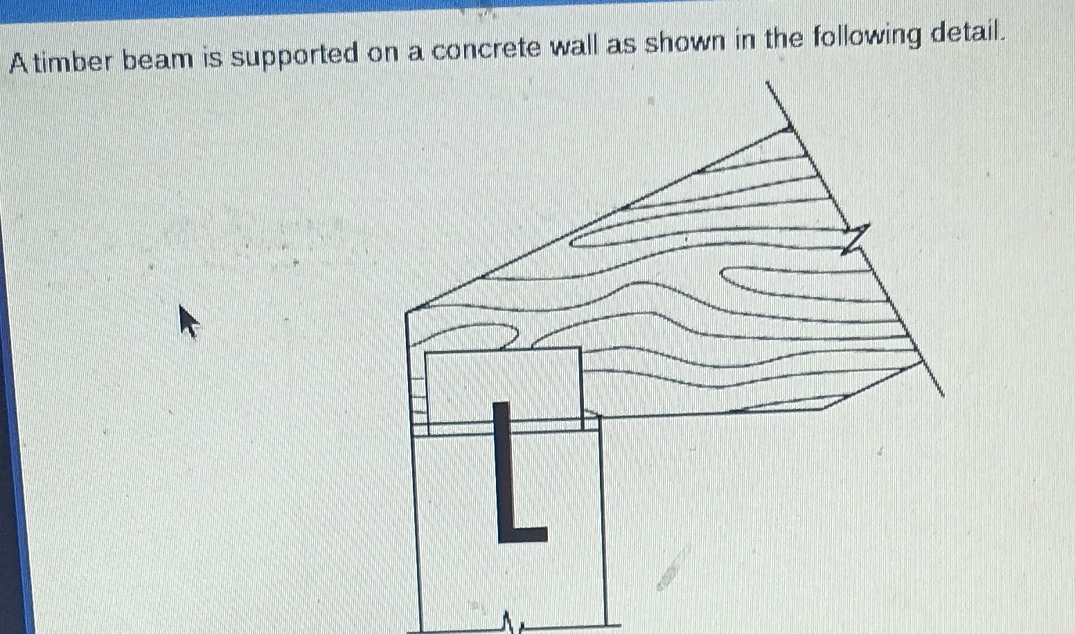 A timber beam is supported on a concrete wall as shown in the following detail.