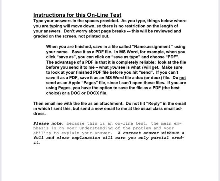 Solved Instructions for this On-Line Test Type your answers | Chegg.com