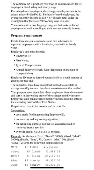 Solved The Company Xyz Practices Two Ways Of Compensation