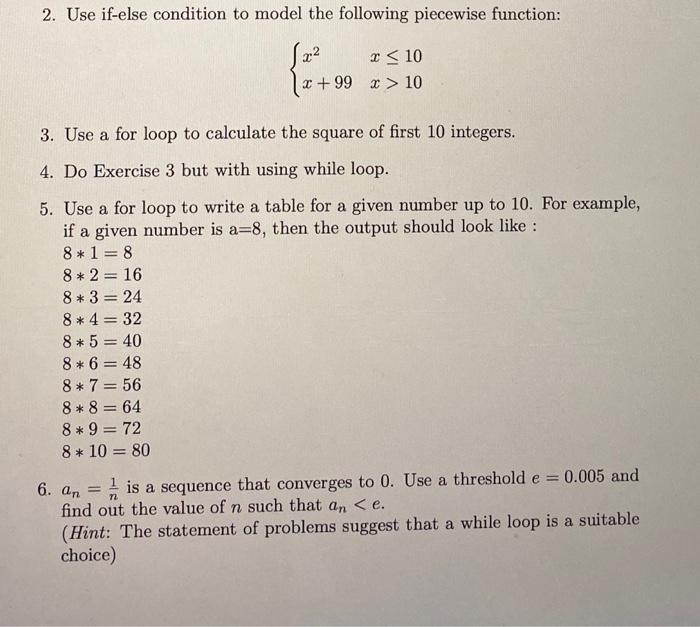 Solved 2. Use if-else condition to model the following | Chegg.com