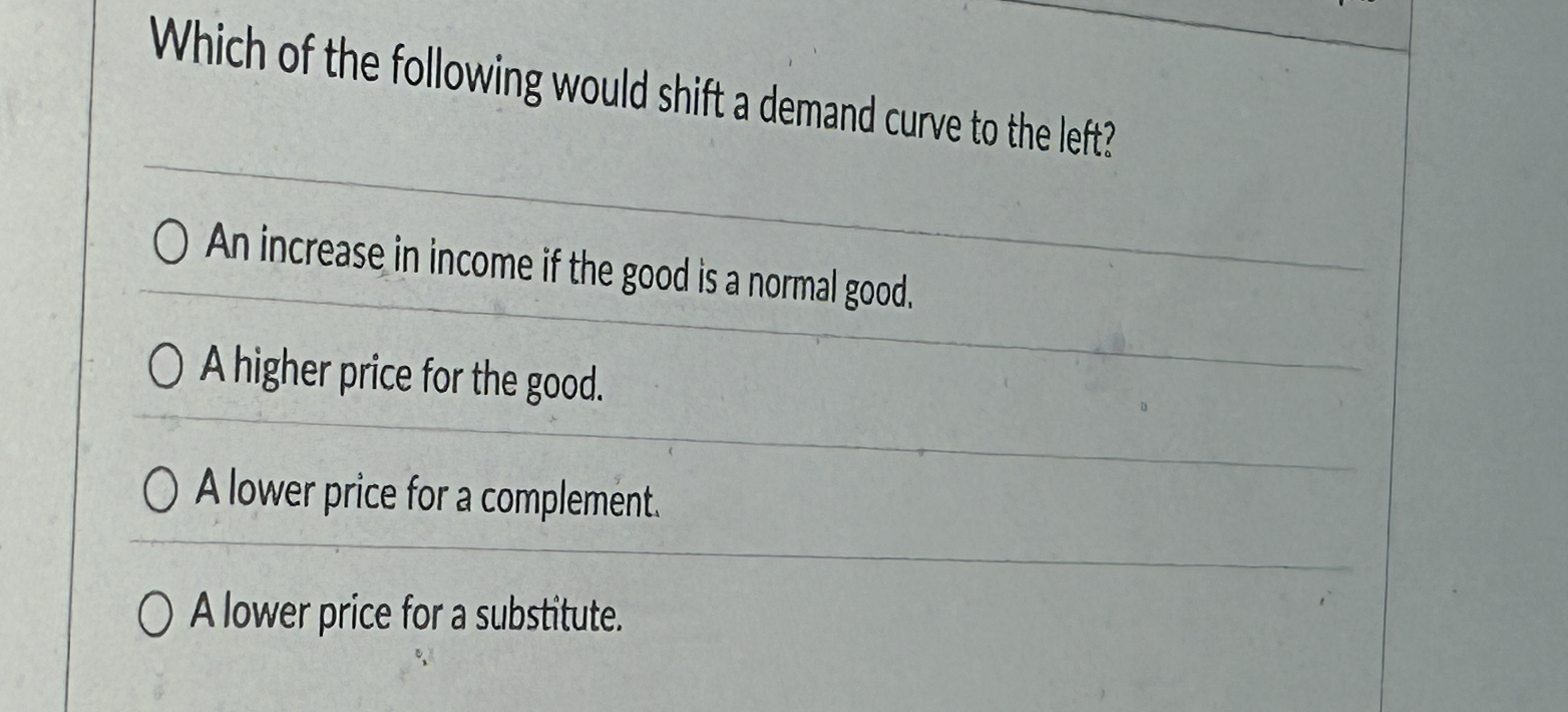 Solved Which of the following would shift a demand curve to | Chegg.com
