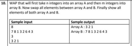 Solved 10. WAP that will first take n integers into an array | Chegg.com