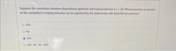 Solved Suppose the correlation between dispositional | Chegg.com