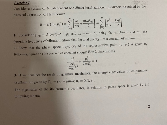 Solved Exercise 2 Consider a system of N independent one | Chegg.com