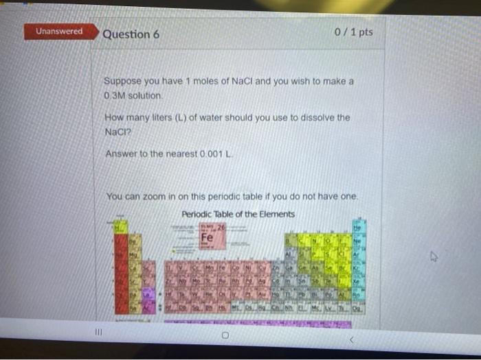 Solved Unanswered Question 6 0/1 pts Suppose you have 1 | Chegg.com