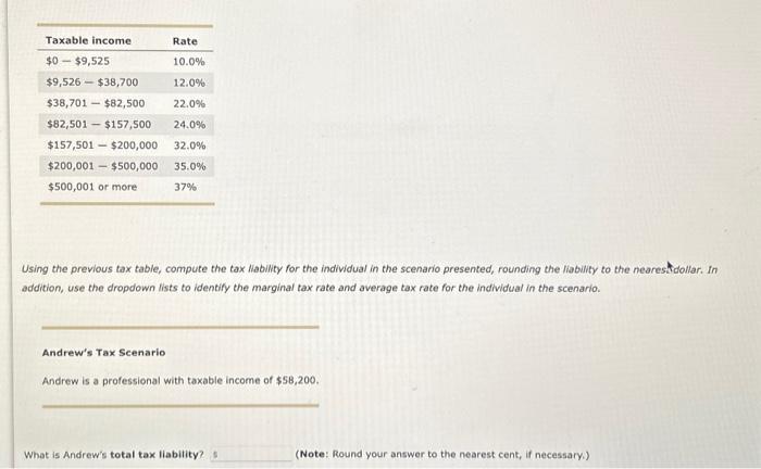 Taxable income Rate $0 $9,525 $9,526 $38,700 12.0% | Chegg.com