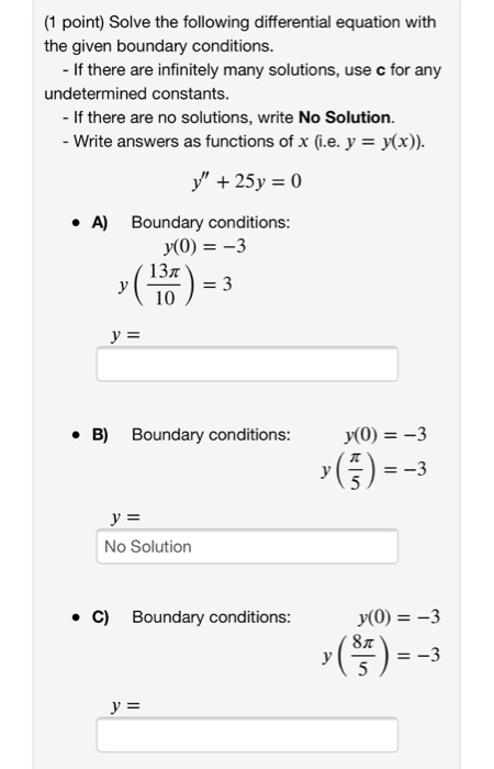 Solved (1 point) Solve the following differential equation | Chegg.com