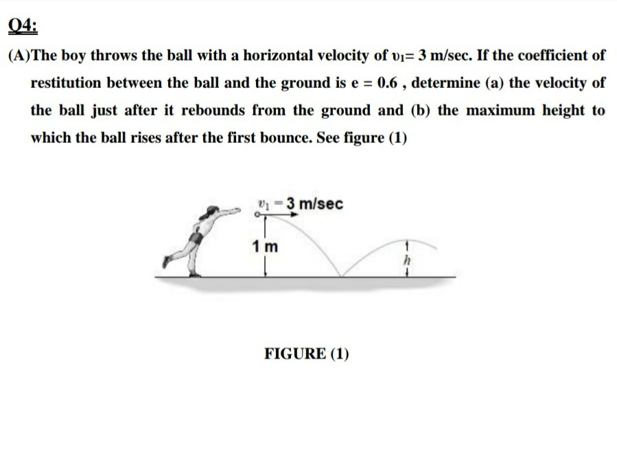 Solved 04 A The Boy Throws The Ball With A Horizontal V Chegg Com