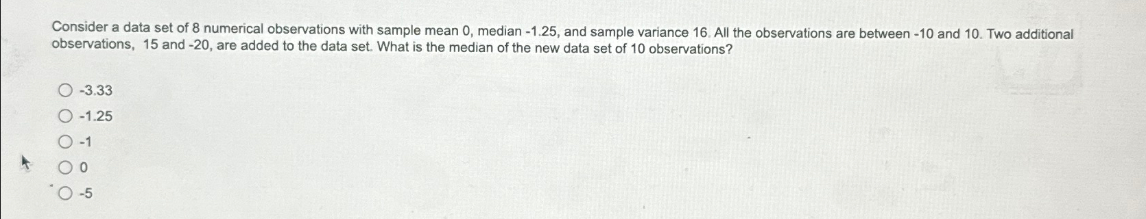 Consider a data set of 8 ﻿numerical observations with | Chegg.com