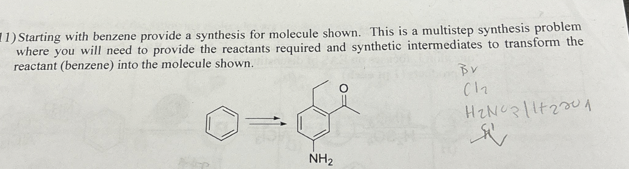 Solved Starting with benzene provide a synthesis for | Chegg.com