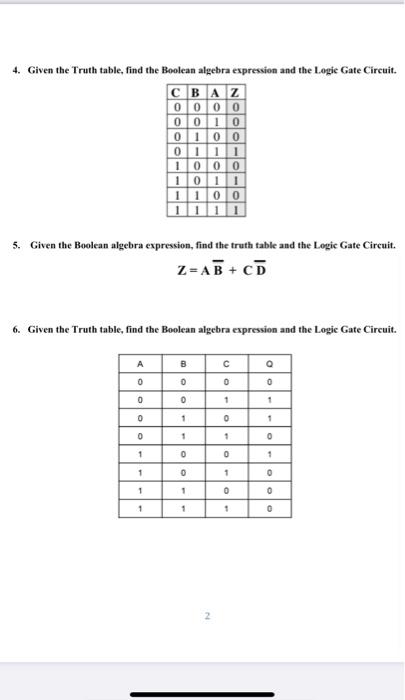 Solved 4. Given The Truth Table, Find The Boolean Algebra | Chegg.com