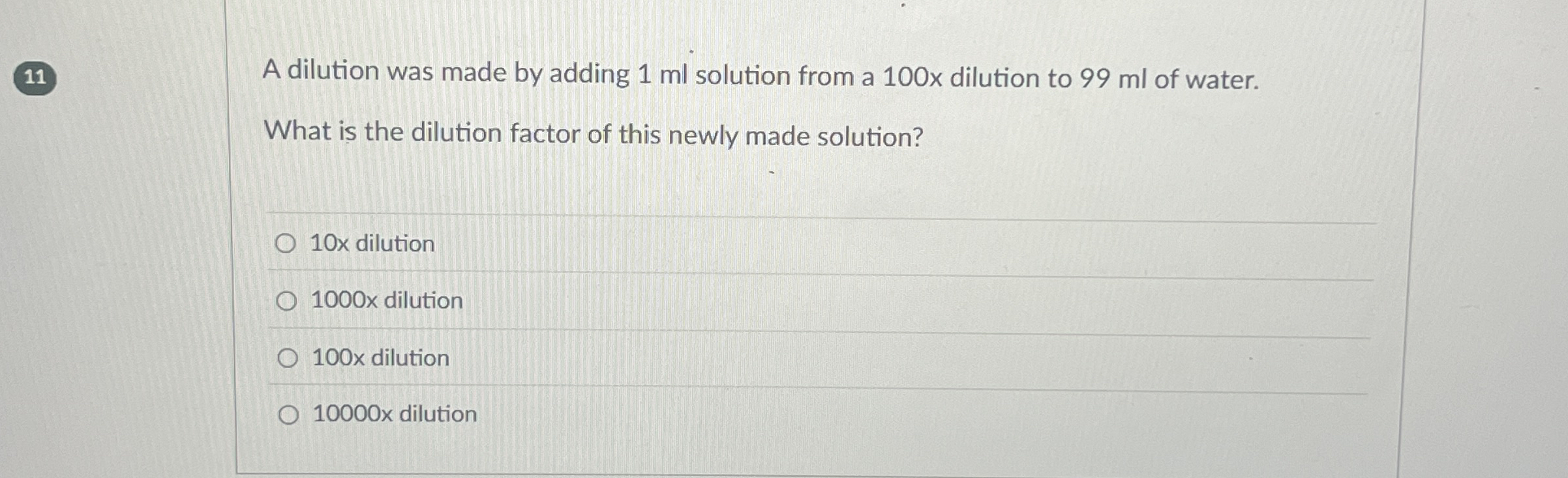 Solved A dilution was made by adding 1 ﻿ml solution from a