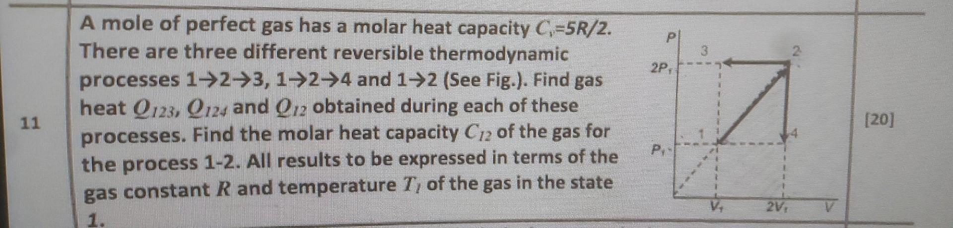 Solved A mole of perfect gas has a molar heat capacity | Chegg.com