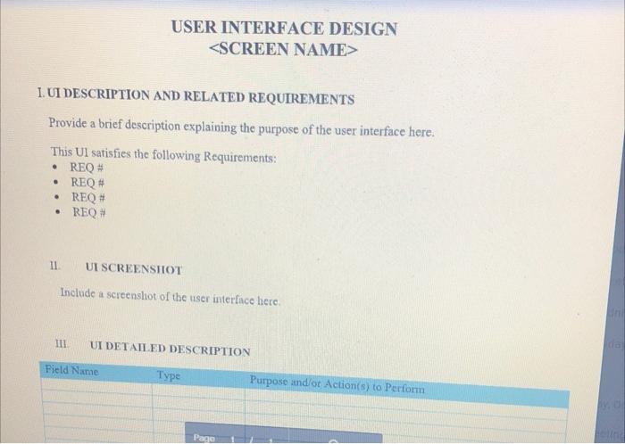 Solved USER INTERFACE DESIGN 1. UI DESCRIPTION AND RELATED | Chegg.com