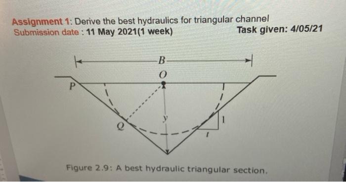 Solved Assignment 1 Derive The Best Hydraulics For Chegg Com