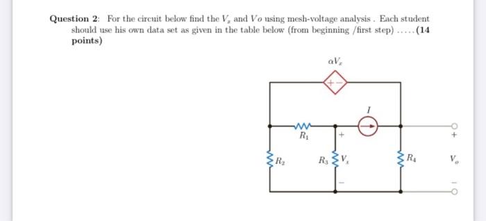 Solved Question 2: For The Circuit Below Find The V, And | Chegg.com