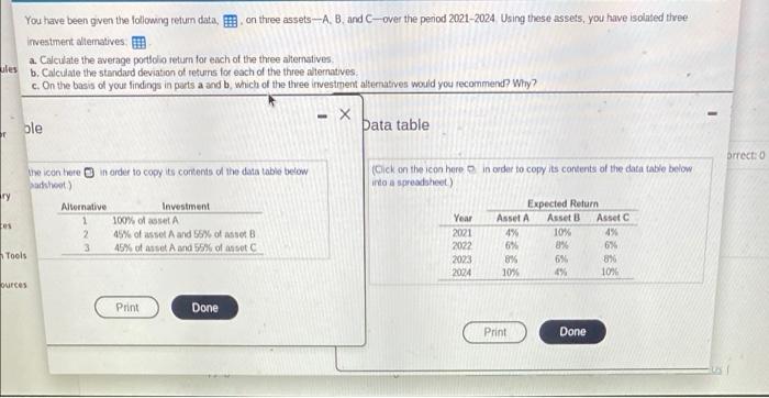 Solved ules You have been given the following return data, | Chegg.com