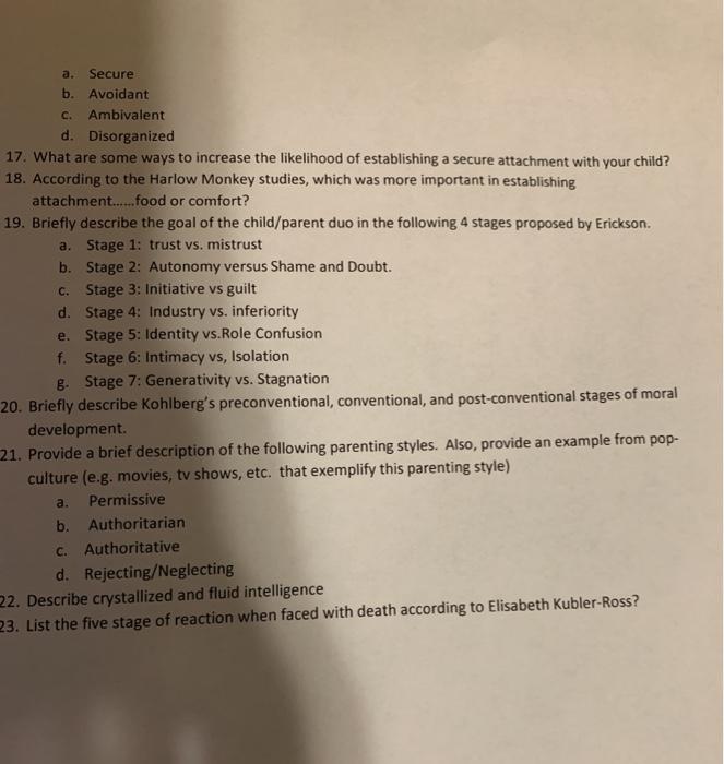 Solved Name: Worksheet 3: Development Across the Lifespan 1 | Chegg.com