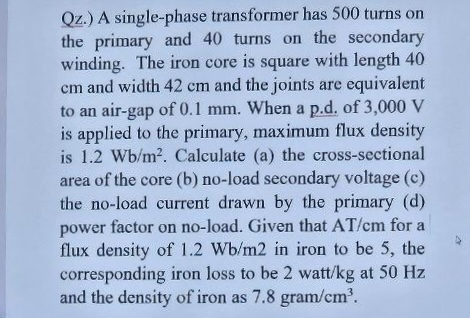 Solved Pls solve it step by step A single-phase transformer | Chegg.com