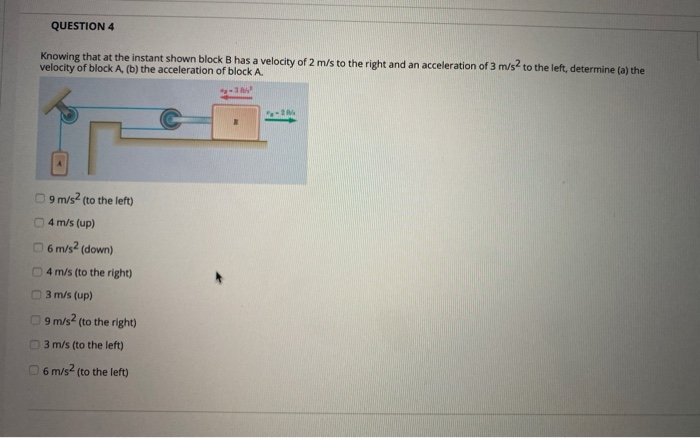 Solved QUESTION 4 Knowing That At The Instant Shown Block B | Chegg.com