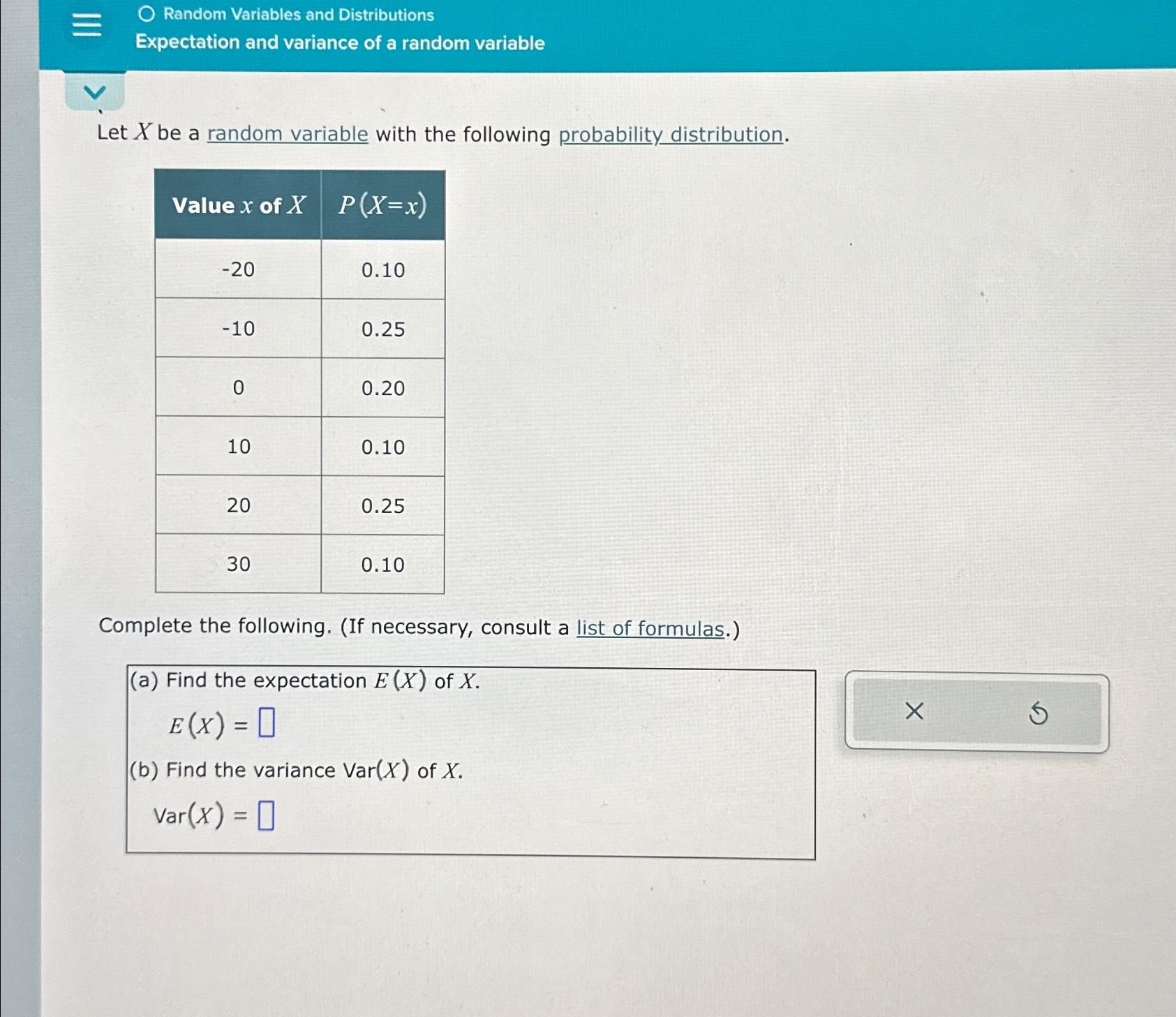 Solved Random Variables And Distributionsexpectation And 3306