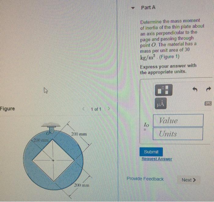 Solved Part A Determine the mass moment of inertia of the | Chegg.com