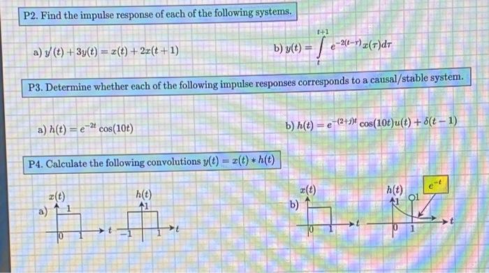 Solved P2. Find the impulse response of each of the | Chegg.com