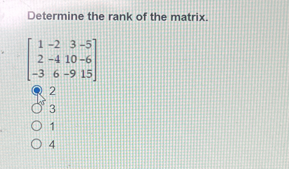 Solved Determine the rank of the | Chegg.com